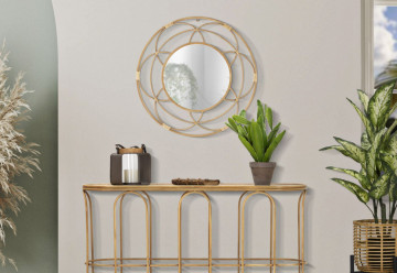 Oglinda decorativa cu finisaj natural din metal, ∅ 60 cm, Valencia Mauro Ferretti - Img 5