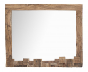 Oglinda decorativa maro din lemn de Acacia, 90x75x2,5 cm, Mumbai Mauro Ferretti - Img 1
