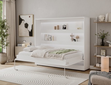 Pat rabatabil Devesto Horizontal Wall 140 alb LED, 200x140 cm – Alb - Img 3
