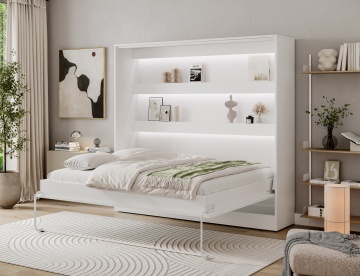 Pat rabatabil Devesto Horizontal Wall 160 alb LED, 200x160 cm – Alb - Img 3