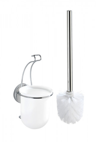 Perie de toaleta cu suport autoadeziv, Wenko, Milazzo Vacuum-Loc®, 10 x 36.5 x 12 cm, inox - Img 3