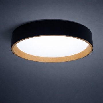 Plafoniera LED 64W, ø492 mm, Negru + Fag, Rigel, Kelektron – prezentare de catalog a produsului