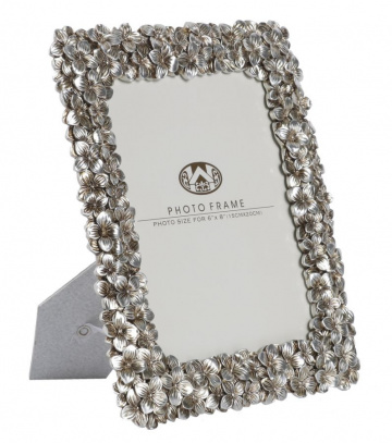 Rama foto argintie din sticla si rasina, 21,5 x 2 x 26,5 cm, Flolly Mauro Ferreti