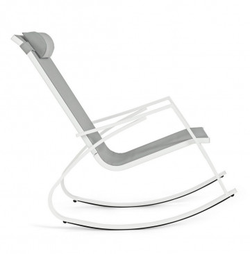 Scaun balansoar pentru gradina gri/alb din metal si textilena, 60,5 cm, Demid Bizzotto - Img 5