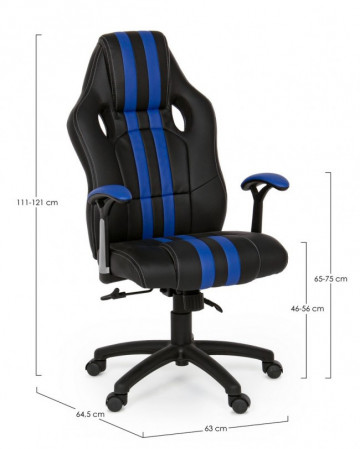 Scaun de birou ajustabil negru/albastru din piele ecologica si metal, Spider Bizzotto - Img 2