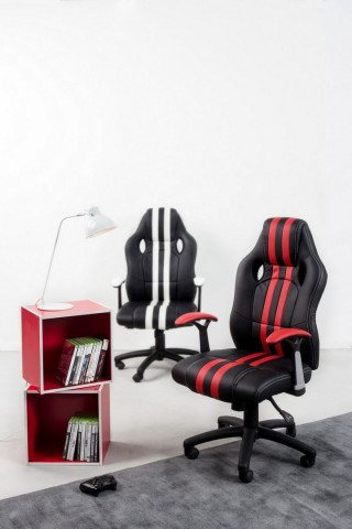 Scaun de birou ajustabil negru/rosu din piele ecologica si metal, Spider Bizzotto - Img 7