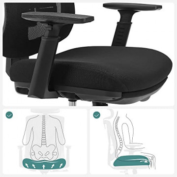 Scaun de birou ergonomic cu recliner, textil / metal, negru, Songmics - Img 13
