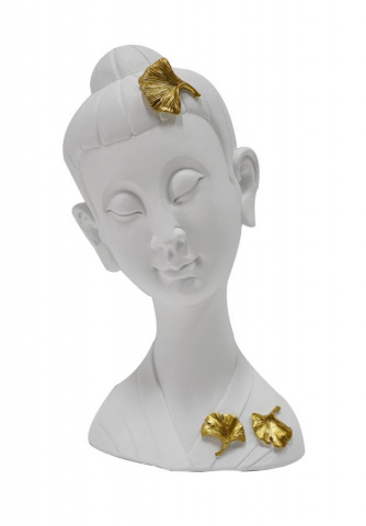 Sculptura aurie / alba din rasina, 21,5 x 16 x 35 cm, Buddha Mauro Ferreti