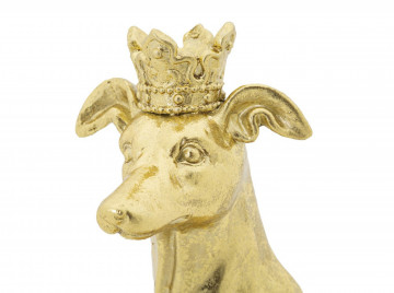 Sculptura caine auriu din polirasina, 20x12,5x33 cm, Crowned Dog Mauro Ferretti - Img 6