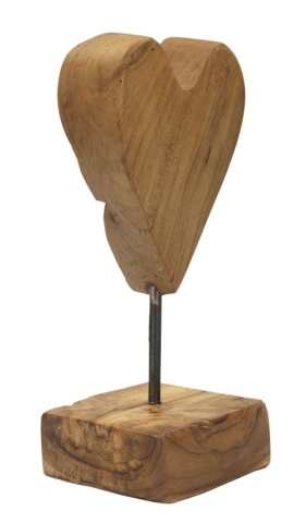 Sculptură Cuore din Teak Reciclat, 10x10x25 cm , Mauro Ferretti - Img 2