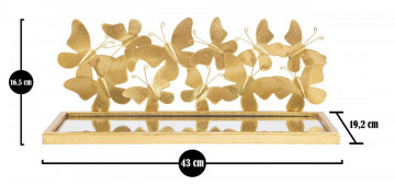 Set 2 noptiere cu oglinda aurii din metal, 43x19,2x16,5 cm, Butterflies Mauro Ferretti - Img 7