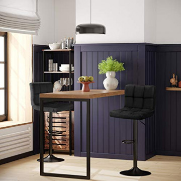 Set 2 scaune bar, reglabile, diametru 41 cm, catifea / metal, negru, Songmics - Img 3