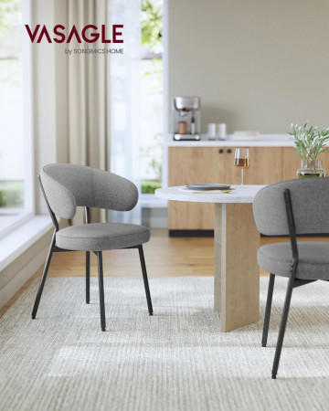 Set 2 scaune dining, 55 x 49,8 x 81 cm, textil / metal, gri inchis, Vasagle - Img 6