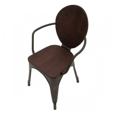 Set 2 scaune dining maro din lemn de pin si metal, 54 x 51 x 83 cm, Harlem Mauro Ferreti - Img 6