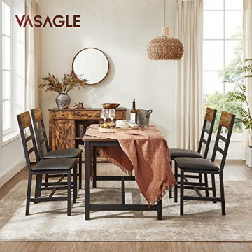 Set 2 scaune dining, PAL melaminat / metal, maro / negru, Vasagle - Img 3