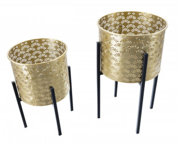 Set 2 suporturi pentru ghivece aurii/negre din metal, ∅ 21 - ∅ 19 cm, Glissy Mauro Ferretti - Img 2