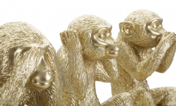 Set 3 statuete aurii din polirasina, 13 x 14 x 19,5 cm, Monkey Mauro Ferreti - Img 2