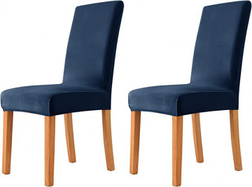 Set 6 huse elastice pentru scaun, catifea, bleumarin, HCJS-12 - Img 2