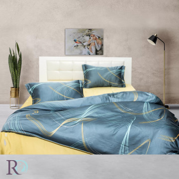 Set lenjerie de pat, tencel, albastru / galben, Roxyma Dream Sansa - Img 2