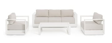 Set mobilier de gradina, 4 piese, metal / textil, alb / bej, Moses Bizzotto - Img 2