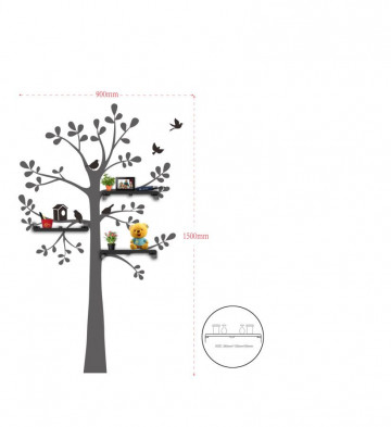 Sticker negru din plastic si vinil, cu rafturi incluse, 150 x 90 cm, Tree Mauro Ferreti - Img 3