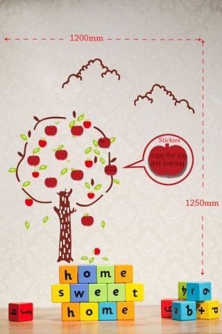 Sticker rosu / maro din vinil / PVC, cu note adezive, 125 x 120 cm, Apples Mauro Ferreti - Img 2