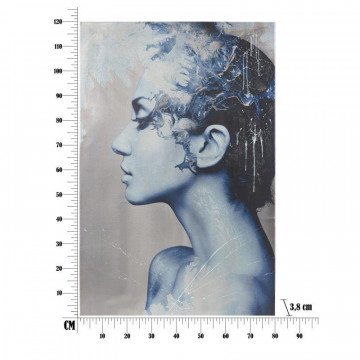 Tablou decorativ albastru din lemn de brad si panza, 80 x 3,8 x 120 cm, Face Mauro Ferreti - Img 5