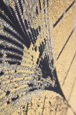 Tablou decorativ auriu/negru din MDF si panza, 82,6x4,3x122,6 cm, Bold Leafs Bizzotto - Img 2