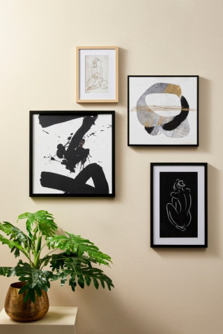 Tablou decorativ gri/negru din lemn de Pin si panza, 50x3,2x50 cm, Sketch Bizzotto - Img 4