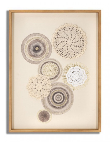 Tablou decorativ maro din lemn de Pin si panza, 45x3,2x60 cm, Circly-C Mauro Ferretti - Img 1