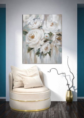 Tablou decorativ multicolor din lemn de Pin si panza, 80x3,7x100 cm, White Flower Mauro Ferretti - Img 5
