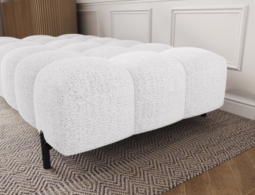 Taburet Tapitat cu Picioare Ferivo, 140x70x40 cm, alb bouclé – Royal 01 - Img 6