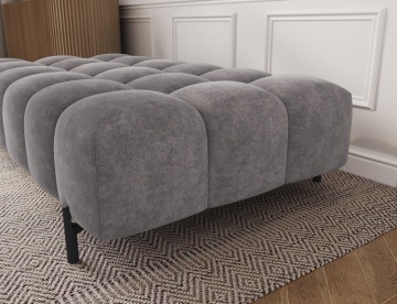 Taburet Tapitat cu Picioare Ferivo, gri velvet – Aura 04 - Img 6