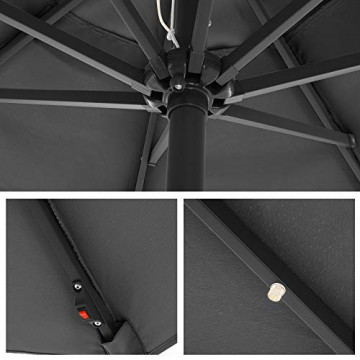 Umbrela de gradina cu iluminare LED, metal / textil, antracit, Songmics - Img 9