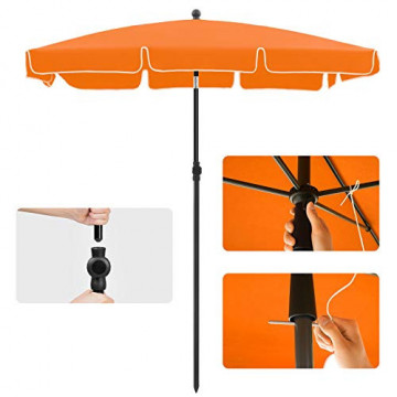 Umbrela de gradina portocalie din poliester si metal, 200x125 cm, Vasagle - Img 6