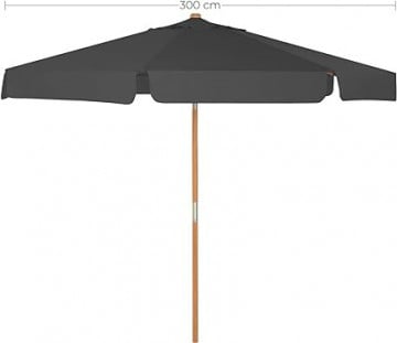 Umbrela de gradina / terasa, lemn de fag / textil, antracit, Songmics - Img 5