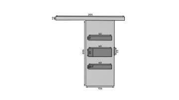 Ușă glisantă DESIO montată pe perete – 106x205 cm – Cașmir / Lacobel negru - Img 3