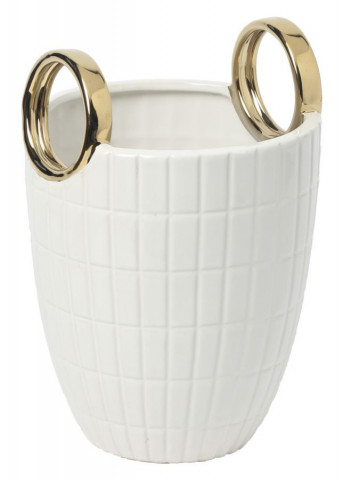 Vaza alba / aurie din ceramica, ø 18 cm, Shopping Mauro Ferreti