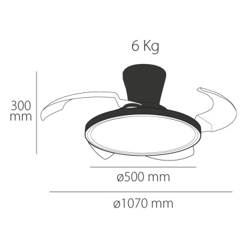 Ventilator de tavan LED Eolo Slim, 4 pale, 38W, Negru, Kelektron – cadru alternativ al produsului