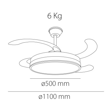 Ventilator de tavan LED Vietor, 4 pale, Ø110 cm, 72W, Alb, Kelektron - Img 4