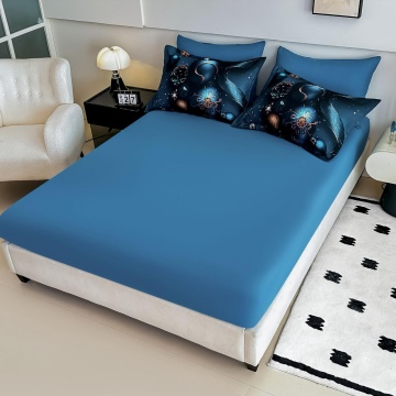 lenjerie finet 6 piese Jojo Home albastru imprimeu Crăciun elegant