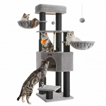 Ansamblu pentru pisici, 50 x 50 x 160 cm, plus, gri / negru, Feandrea - Img 2