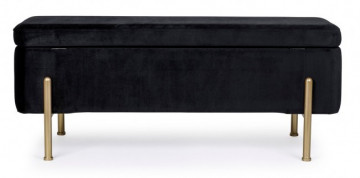 Bancheta cu spatiu pentru depozitare negru/auriu din catifea si metal, 110 cm, Irina Bizzotto - Img 4