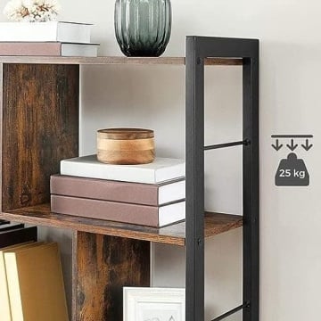 Biblioteca Modern, Vasagle, 74 x 30 x 154.5 cm, otel/PAL, gri/negru - Img 19