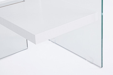Birou de studiu alb fibra din sticla temperata si MDF melaminat, 120 cm, Bilbao Bizzotto - Img 9