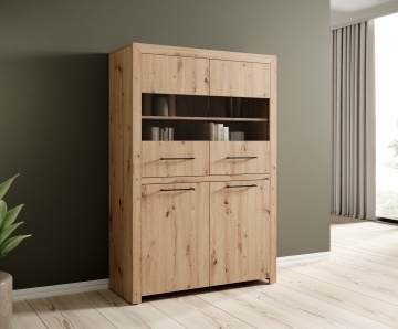Bufet low JANEZ – 110x40x160 cm – Stejar Artisan / Negru - Img 7