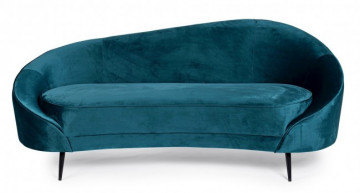 Canapea cu 2 locuri albastru petrol din catifea si lemn de Pin, 183 cm, Seraphin Bizzotto - Img 3