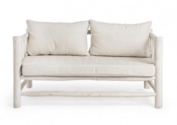 Canapea cu 2 locuri finisaj alb din lemn de Teak, 140 cm, Sahel Bizzotto - Img 3