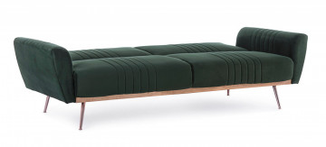 Canapea extensibila cu 3 locuri verde inchis din catifea si lemn de Eucalipt, 210 cm, Johnny Bizzotto - Img 8