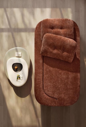 Vedere de sus Canapea rabatabilă cărămizie cu design modern